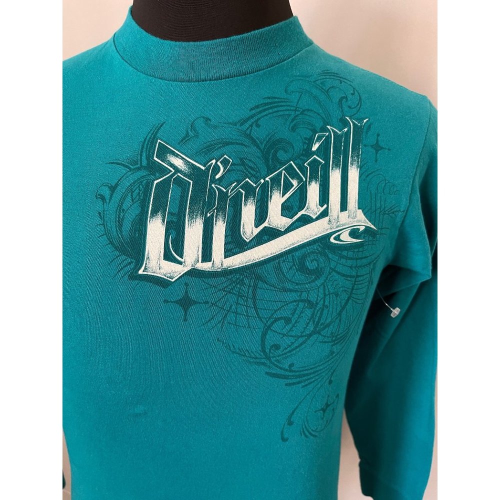 O'Neill Men's Teal Long Sleeve "O'Neill" Front Graphic Tee - Picture 4 of 9